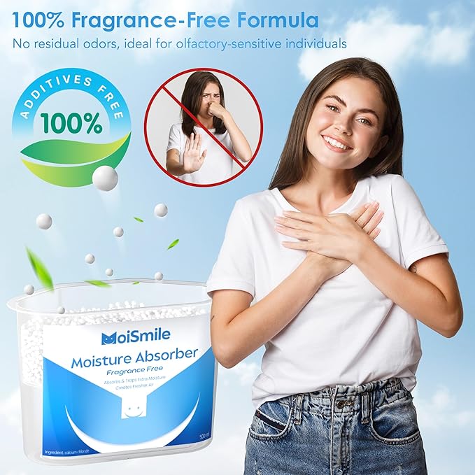 Moisture Absorbers 12 Pack, Fragrance-Free Closet Dehumidifier for Bathroom, Car ＆ Basement, 10.5 oz Refillable Humidity Absorber Boxes