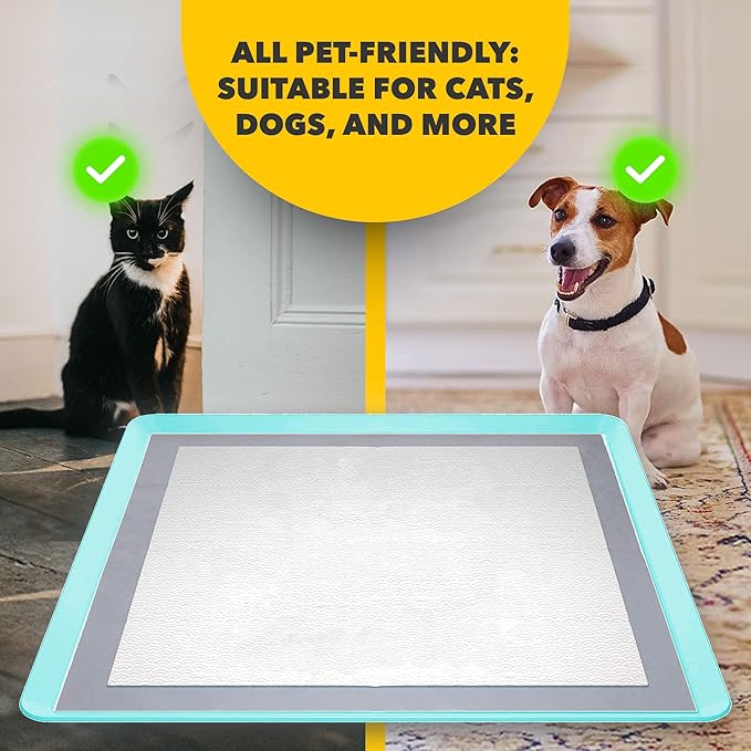 TidyFriend Dog Pee Pad Holder Tray - Fits Up to 24” x 24” Pee Pad Holder for Dogs - Stable Grip, Raised Edges, Quick-Wipe Silicone Surface Dog Pad Holder for Indoor Flooring Protection (Sky Blue)