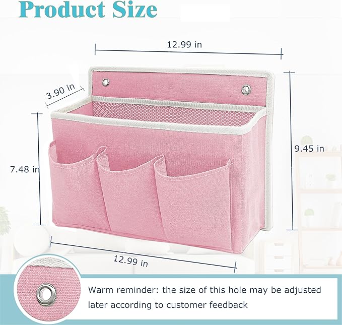 Wall Hanging Organizer Bag/Hanging Baskets with Large Mesh Compartment & 3 Pockets，Over the Door Hanging Organizer Space Saving Storage for Bedroom,RV Camper, Closet (Pink -1 Pack)