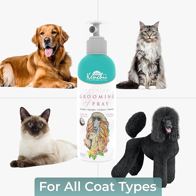 Kenchii Premium Pet Grooming Spray for Dogs and Cats | All-Natural Scented Moisturizing Pet Detangler Spray | Pet Conditioner Coat Shine Spray