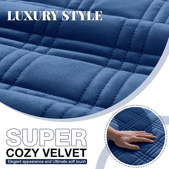TAOCOCO 100% Waterproof Recliner Chair Cover, Thickness Recliner Covers That Stay in Place, Reclining Chair Cover Furniture Protector for Kids, Pets(23.6'', Dark Blue-Velvet)
