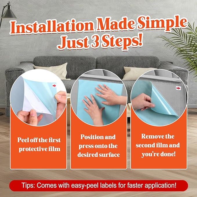 6 Pack Cat Scratch Furniture Protector – Double-Sided Sticky Deterrent Training Tape from Cat Claws, Clear Anti-Scratch Guard for Couch, Sofa, Doors, Easy Apply & Residue-Free, Not for Leather,Velvet
