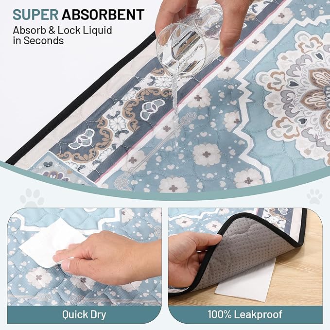 Washable Dog Pee Pads - 24"x36" Absorbent Reusable Puppy Training Pads, Waterproof Leak - Proof & Non - Slip for Crate Whelping Potty Training (Pack of 2)