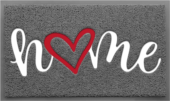 Black Door Mat Welcome Mats Home Non-Slip Doormat for Entryway Low-Profile Floor Mat for Yard, Garage, High Traffic Areas (36"x24", Grey)