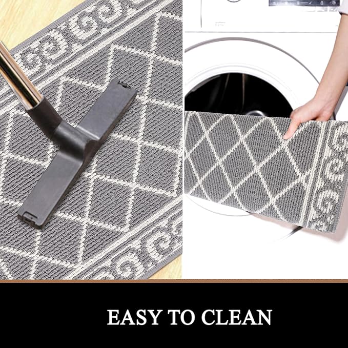 HEBE Indoor Door Mat 24''x36'' Non Slip Front Door Welcome Mats Washable Shoe Mats Dirt Trapper for Entryway Low Profile Kitchen Carpet for Entrance Hallways Entrance Mat for Dogs
