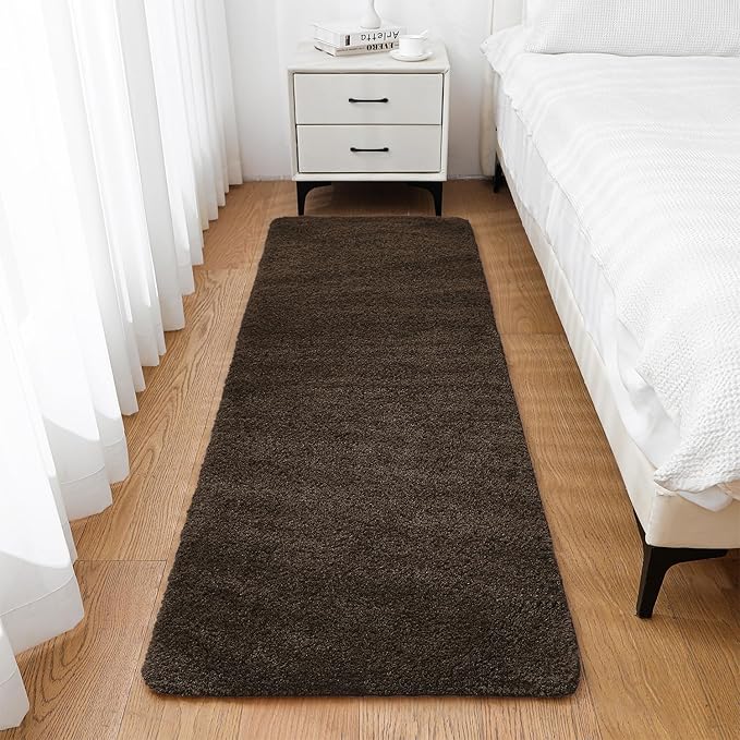 Brown Bathroom Rugs Runner 24"x72" - Extra Long Plush Bath Mat, Non Slip Absorbent Microfiber Floor Rug, Washable and Fluffy - Ideal for Bathroom, Kitchen or Pet Mat Use