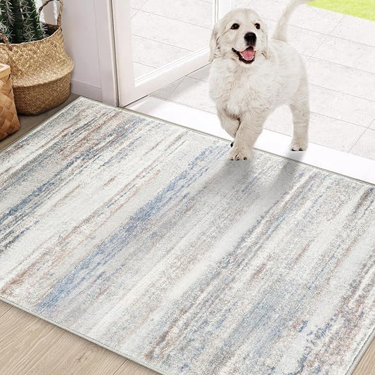 COMSLE Door Mat, Front Door Mat Indoor for Entrance Faux Wool Absorbent Non Slip Modern Throw Rug for Entryway Hallway Muddy Paws - Pet Friendly, 24x48 Inches, Machine Washable