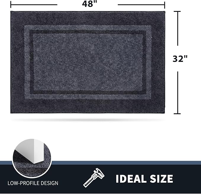 PURRUGS Dirt Trapping Door Mat 32" x 48", Non-Slip Machine Washable Entryway Rug, Entrance Mat, Indoor Front Door Mat, Super Absorbent Entry Rug for Muddy Shoes & Paws, Bluish Grey & Charcoal