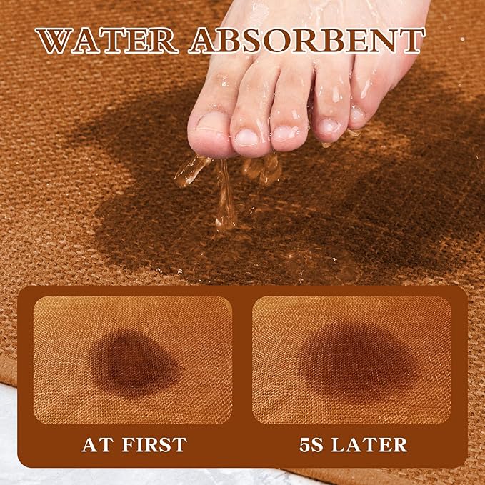 chakme Bathroom Rugs Mat 24x17, Ultra Thin Non Slip Bath Mat Small Quick Dry Absorbent Bath Mat for Bathroom, (Orange, 24"x17")