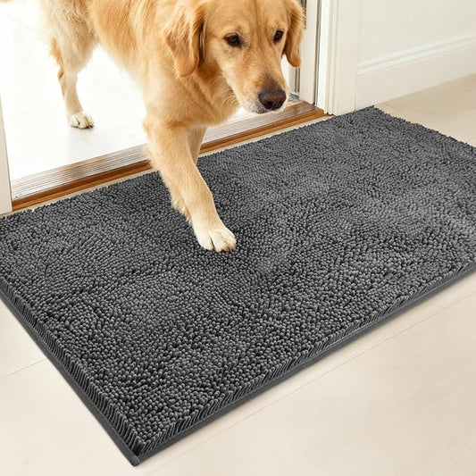 Dog Door Mat Indoor Entrance, 60" x 30" Absorbent Quick-Drying Mud Rugs, Non-Slip Door Rugs for Entryway Indoor Washable, Soft Chenille Dog Mat for Muddy Paws