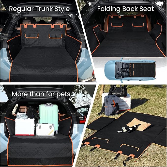 NESTROAD SUV Cargo Liner for Dogs, Waterproof Dog Cargo Cover for SUVs,Sedans,Vans,Nonslip Dog Seat Cover with Bumper Flap Protector,Universal Fit,Black,Standard