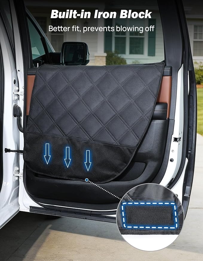 JOYTUTUS Dog Car Door Protector Compatible with Large SUV/Trucks, Waterproof & Anti-Scratch Door Protector from Dog Scratching with Storage Pockets (2 Packs Universal Fit)