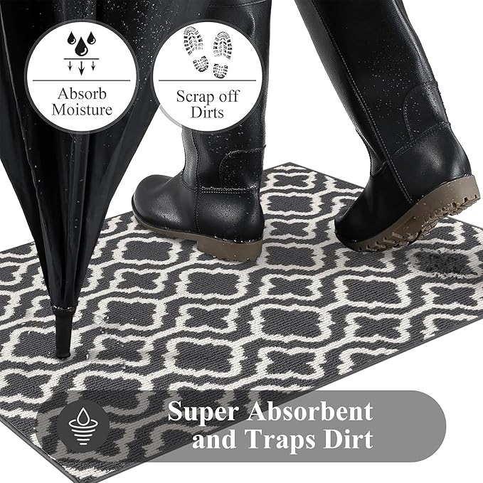 HEBE Indoor Door Mat 32"x48" Non Slip Front Door Welcome Mats Washable Shoe Mats Dirt Trapper for Entryway Low Profile Kitchen Carpet for Entrance Hallways Entrance Mat for Dogs