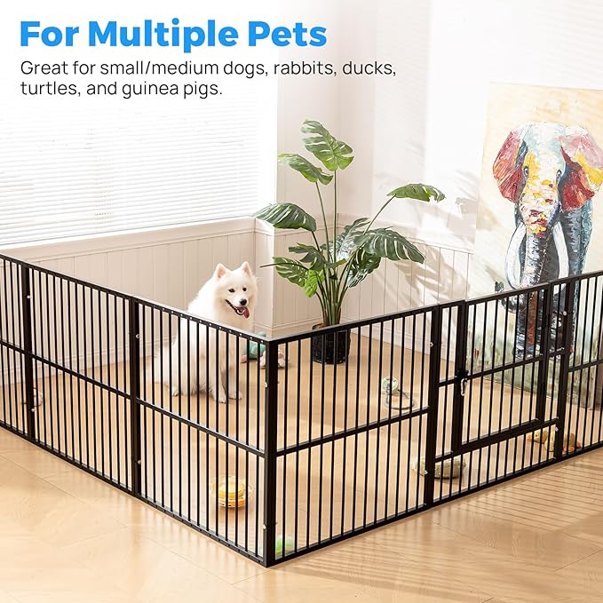 Dog Playpen - 32" Height Dog Pen, Heavy Duty Puppy Pen with Door, Safe & Sturdy, Easy Assemble for Indoor/Outdoor Pet Playpen
