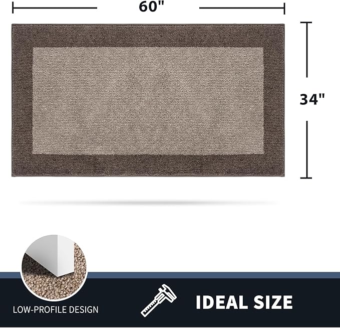 PURRUGS Dirt Trapping Door Mat 34" x 60", Non-Slip Machine Washable Entry Rug, Entrance Mat, Indoor Front Door Mat, Super Absorbent Entryway Rug for Muddy Shoes & Paws, Beige & Grayish Brown