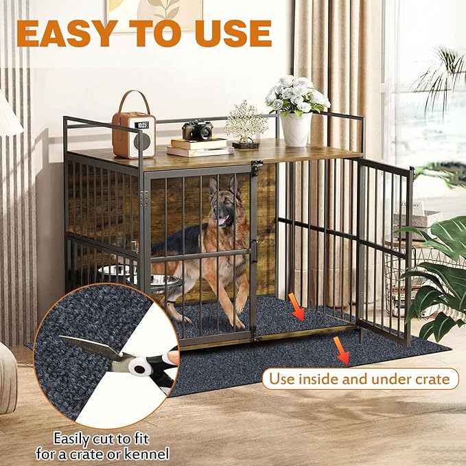 TRINKA Dog Crate Mat Liner, 46" X 60" X 0.2" Extra Large Waterproof Non-Slip Mat for Under Dog Kennel, Absorbs Urine Washable Reusable Under Pet Crate Pad to Protect Floors (Dark Gray)