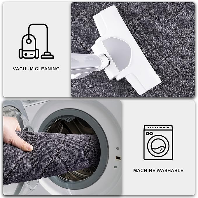 PURRUGS Dirt Trapping Door Mat 32" x 70", Non-Slip Machine Washable Entry Rug, Dog Doormat, Indoor Front Door Mat, Super Absorbent Entryway Rug for Muddy Shoes & Paws, Grey