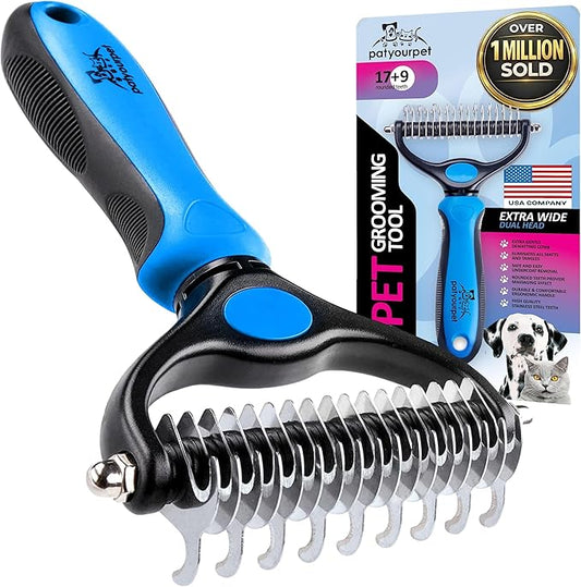 Pat Your Pet Deshedding Dog Brush For Shedding – Cat Brushes For Indoor Cats, Double-Sided Cat Brush Deshedding & Grooming Tool For Long Haired And Short Haired Dogs, Skin-Friendly