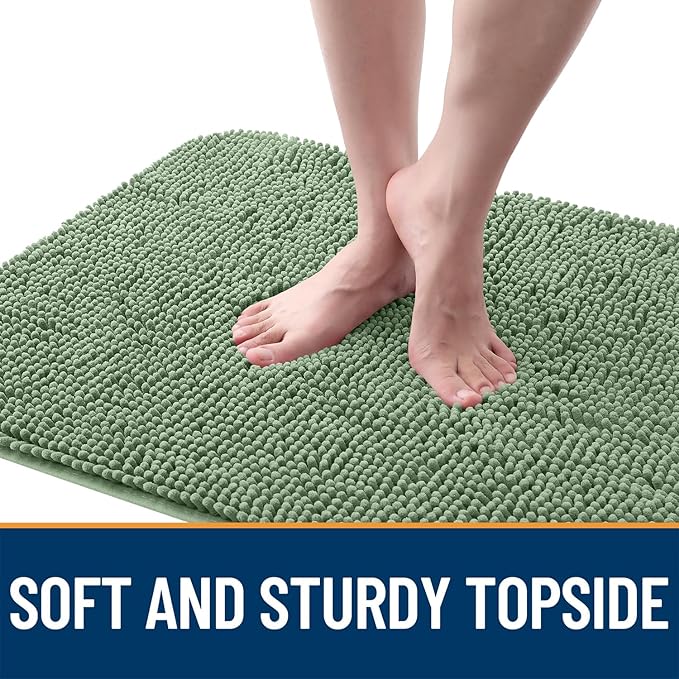 OLANLY Dog Door Mat for Muddy Paws 30x20, Absorbs Moisture and Dirt, Absorbent Non-Slip Washable Doormat, Quick Dry Chenille Mud Mat, Entry Indoor Entryway Carpet for Inside Floor, Olive Green