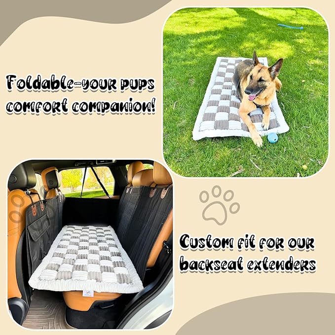 Backseat Pet Bed Mat,Dog Bed for Car,Dog Seat Cover for Car Back Seat, Non-Slip Travel Pet Mat, Fit for Backseat Extenders and Seat Covers (Light Gray&White)