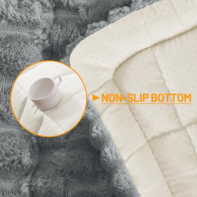 Smiry Pet Couch Cover for 3 Cushion Sofa, Non-Slip Fuzzy Couch Cover for Dogs Washable, Thick Soft Sofa Slipcovers Cushion Protector Pet Friendly (Grey, 27.6" x 47")