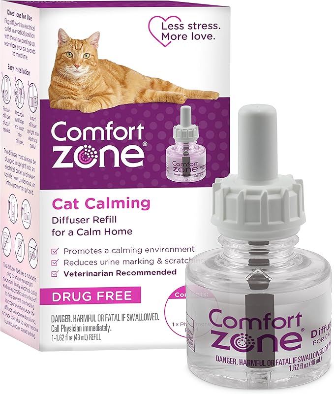 Comfort Zone 1 Pack Cat Calming Diffuser Refills; 30-Day Refills; Pheromones Help Cat Anxiety