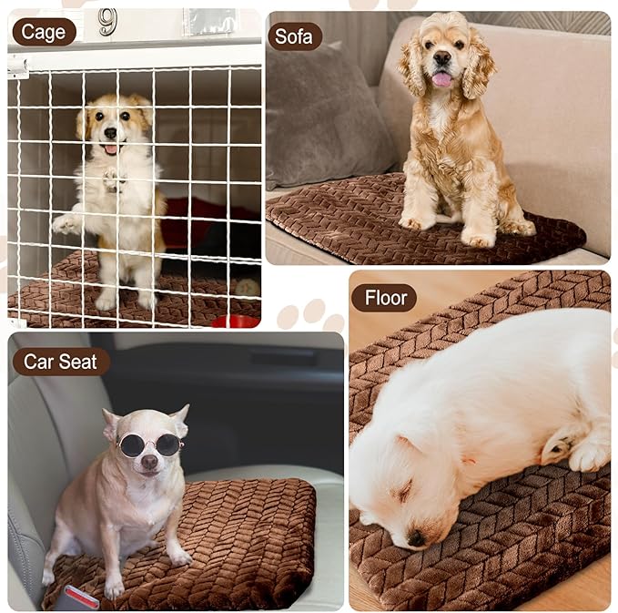 Drydiet 4 Pack Self Heating Cat Pad 16 x 20 Inch Self Warming Cat Bed Non Slip Warm Dog Pad Mat Washable Pet Kennel Crate Bed Mat for Indoor Outdoor Pets(Dark Coffee,16 x 20 Inch)