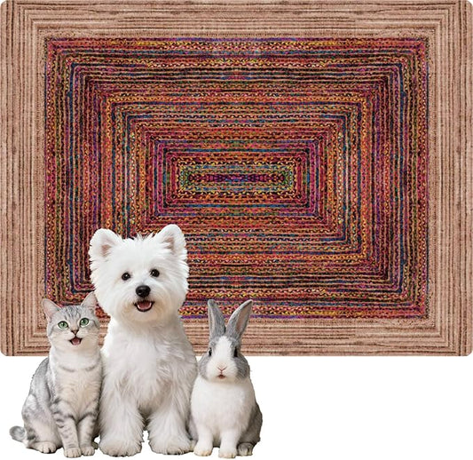 Dog Pee Pads Training Pads Upgrade Triple Thickness All-Purpose Super Absorbent & Leak-Proof, Quick Dry and Leak-Proof and Odor Control (Sisal Bohemian Print, 18" x24" x2PCS)