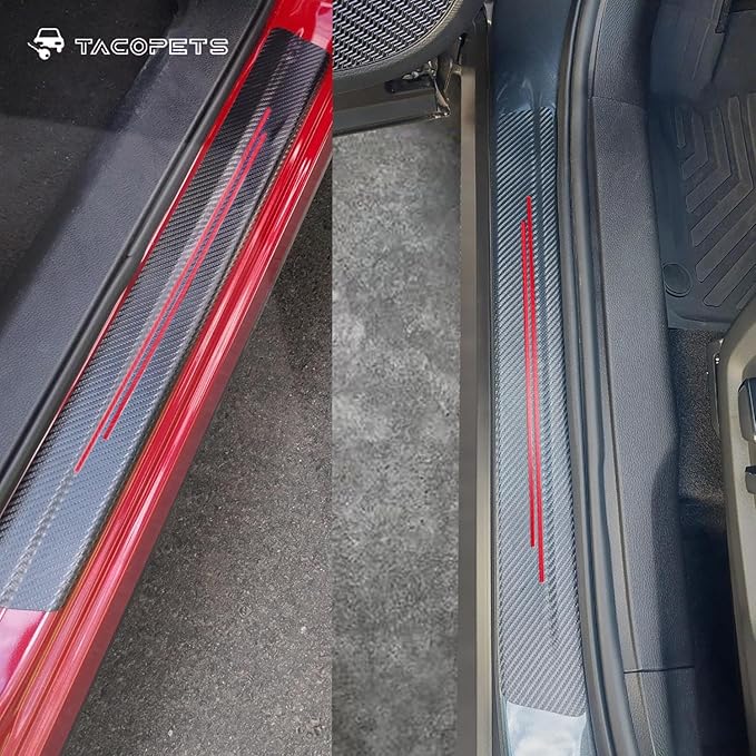 Door sill Protector, Door sill Scratch Protection (Suitable for Most car Models) Anti-Scratch Protection Strips（9PC red）