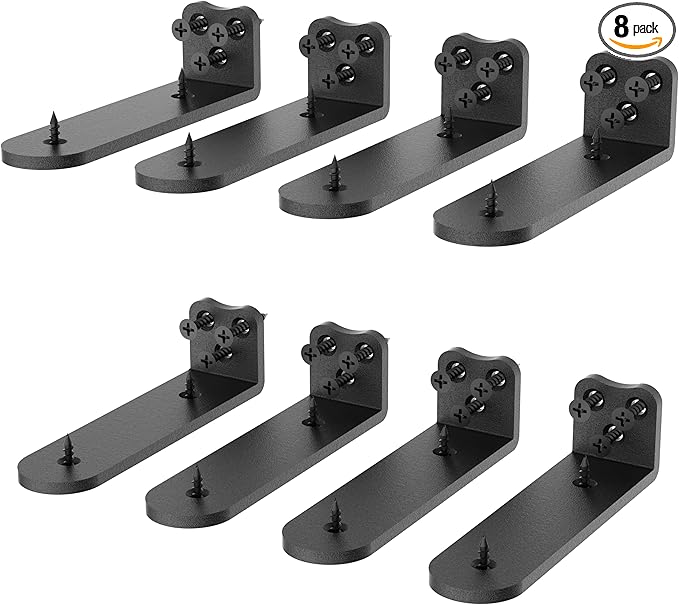 Floating Shelf Bracket, 8 Inch 8PACK Black Heavy Duty Shelf Bracket,Hidden Shelf Brackets 1/5 in Thick,L Brackets Support for Shelves,Suitable for Kitchen, Study Or DIY,Holds Over 160lb+