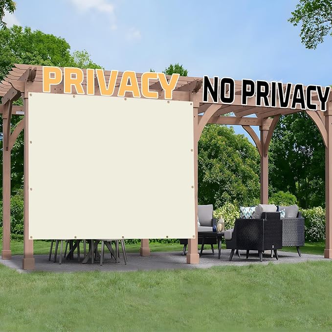 SUNNY GUARD Shade Cloth Custom Size 11x17 FT Sun Shade Screen Fabric Shade Cover Tarp with Grommets for Pergola Backyard Garden, Butter Cream(We Customized)