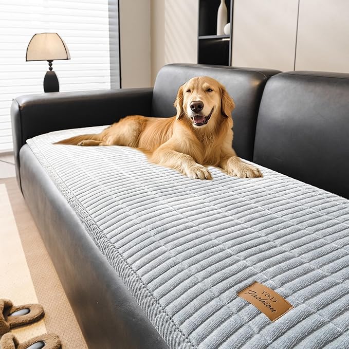 PJLZJFBY Couch Covers for Dogs, Velvet Dog Couch Cover, Pet Couchs Covers for Loveseat, Couchs Protector for Dogs, Sofa Cover for Pets Washable(1PC, Light Grey, 27.5"×59", 2 Seater)
