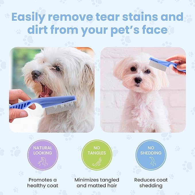 We Love Doodles Dog Face Comb and Dog Cologne & Perfume Bundle - Fine Tooth Flea Comb for Dogs and Tear Stain Remover Metal Comb - Deodorizing Pawfume for Pets, Organic, Long Lasting After Bath, Made