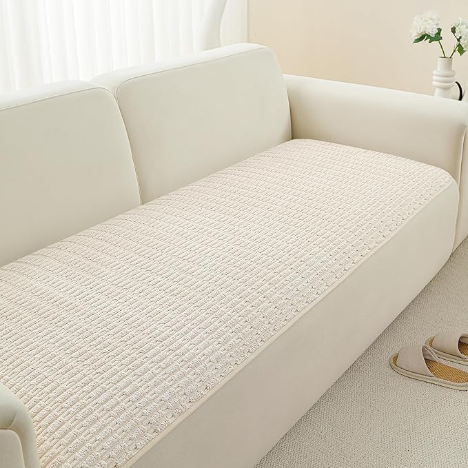 Foxdecor Couch Cover Sofa Covers Washable, Dog Bed Cover Couch Covers for 3 Cushion Couch Sofa Pet Friendly, Dog Couch Cover Furniture Covers for Pets.(Cream 32x94 inch)