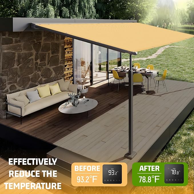 SUNNY GUARD Shade Cloth 4x6 FT Sun Shade Screen Fabric HC-037 Shade Cover Tarp with Grommets for Pergola Backyard Garden, Sand