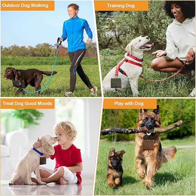 VZZNN 2PC Dog Treat Pouch,Dog Training Treat Reward Bag,Portable Puppy Hand Free Dog Walking Bag,Auto Closing Dog Food Dispenser,Behavior Aids for Puppy Travel or Outdoor(Green Khaki)