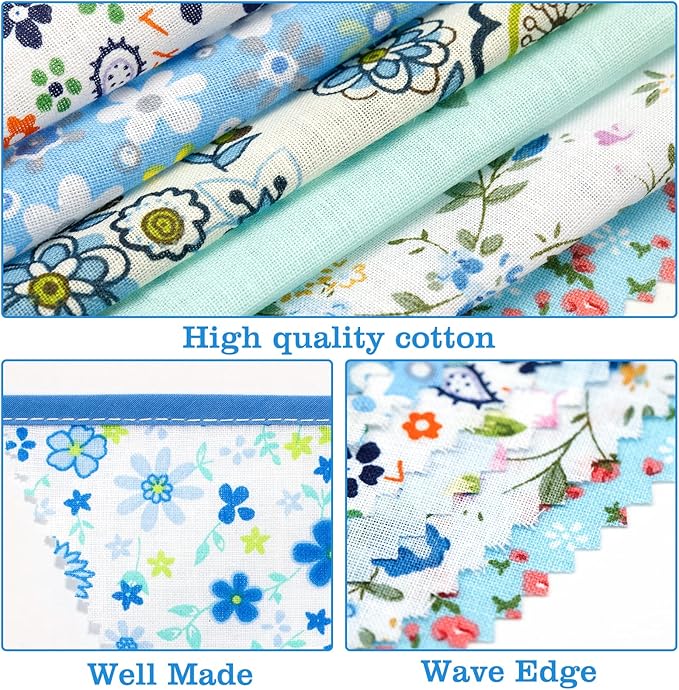 G2PLUS 39Ft Triangle Bunting Banner, 42Pcs Blue Floral Garland Pennant Banner, Reusable Cotton Triangle Flags Party Decoration for Birthday, Wedding, Garden Tea Party, Baby Shower, Room Decor