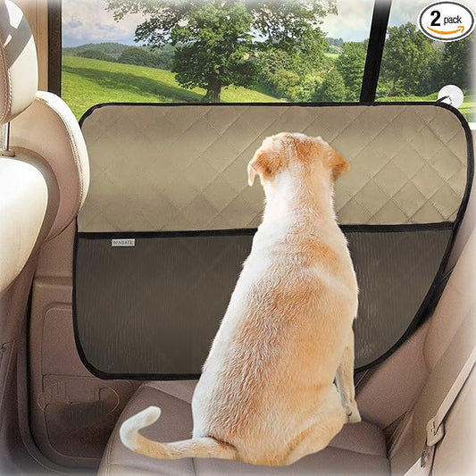 2PCS Car Door Protector for Dogs Pet Car Cover-Waterproof Scratchproof Nonslip Durable Machine Washable (2 Packs Universal Fit) (Cream)