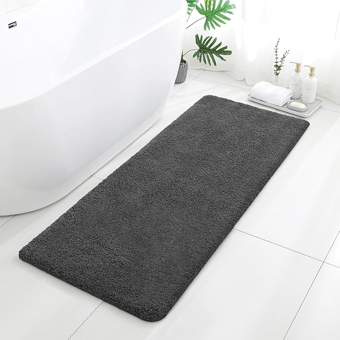 Dark Gray Bathroom Rugs Runner 24"x60" - Long Large Bath Mat, Soft Non Slip Absorbent Microfiber Bathroom Rug, Washable Plush Floor Mat - Perfect for Bedside, Kitchen or Vanity Area