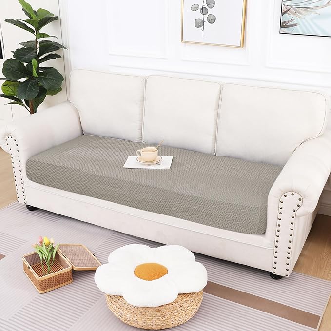 hyha Waterproof Couch Cushion Covers, Wear Resistant Couch Cover, Anti Slip Sofa Slipcovers Washable, Soft Thick Jacquard Furniture Protector for Pets Dog (1 Piece for Large, Taupe)