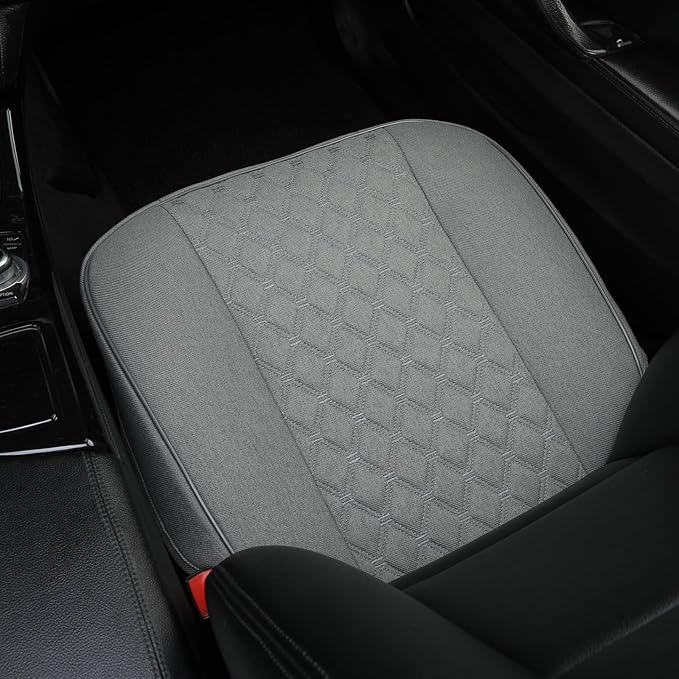 West Llama Linen Front Car Seat Cover Protector Anti-Slip Bottom Seat Cover Fits 95% of Vehicles,Wrapping Around The Bottom,Diamond Pattern(Gray-1Pcs)
