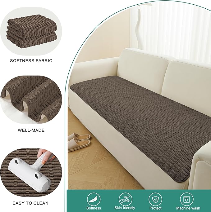 Foxdecor Couch Cover Sofa Covers Washable, Dog Bed Cover Couch Covers for 3 Cushion Couch Sofa Pet Friendly, Dog Couch Cover Furniture Covers for Pets.(Chocolate 32x94 inch)
