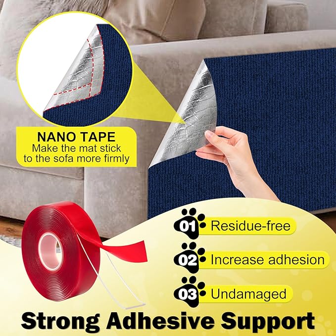 ENONCI 23.6x15.8 Couch Wall Corner Protection for Indoor Cats,Anti Scratch Furniture Protector from Cats Scratching,Trimmable Climbing Cat Scratcher Pad Play Mat Easy Use for Cat Board/Door/Carpet