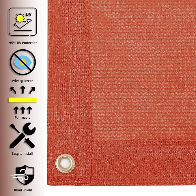 SUNNY GUARD Shade Cloth Custom Size 6x6 FT Sun Shade Screen Fabric Shade Cover Tarp with Grommets for Pergola Backyard Garden, Terra(We Customized)