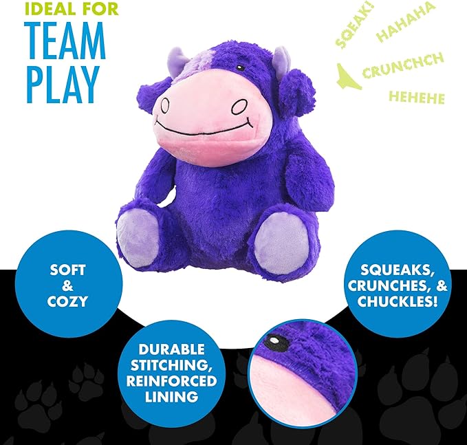 Hero Chuckles, Plush Squeaky Dog Toy, Durable Stuffed Animal with 3 in 1 Squeaker