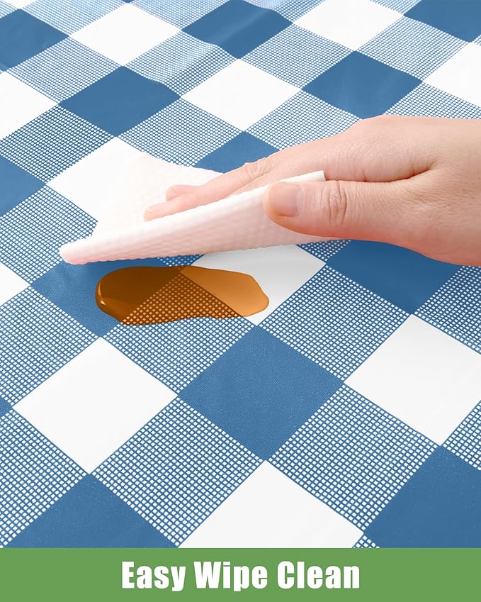 Smiry 12 Packs Gingham Disposable Table Cloth, 54 x 108 Inch Waterproof Plastic Tablecloth, Rectangle Aqua and White Checkered Table Covers for Picnic, Birthday, Party