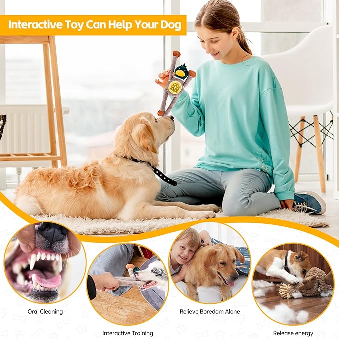 Stankeloko Squeaky Dog Toys, Interactive Plush Duck Chew Toy for Pets - Safe & Durable,Slow Feeder Dog Bowl,Ideal for Puppies & Small to Medium Dogs