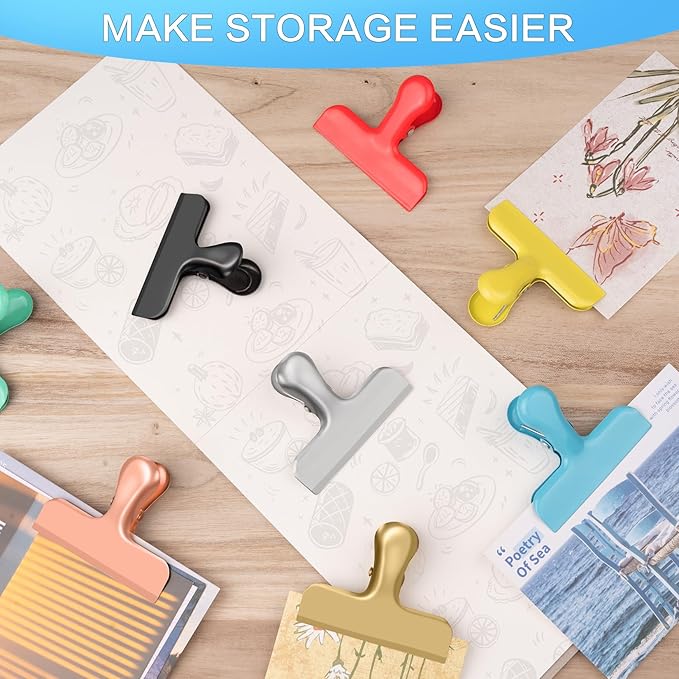 12 Pack Chip Clips, Stainless Steel Chip Bag Clips, Food Clip, Heavy Duty Bag Clip for Food Storage, Perfect for Kitchen Office Usage(Gold)