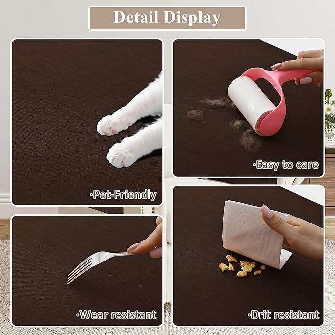 SPWIY Couch Arm Covers Linen Chair Arm Covers Anti-Scratch & Stain Resistant Furniture Protector for Sofa Set of 2 Washable Recliner Armrest Cover for Pets, 20" W x 24" L, Coffee
