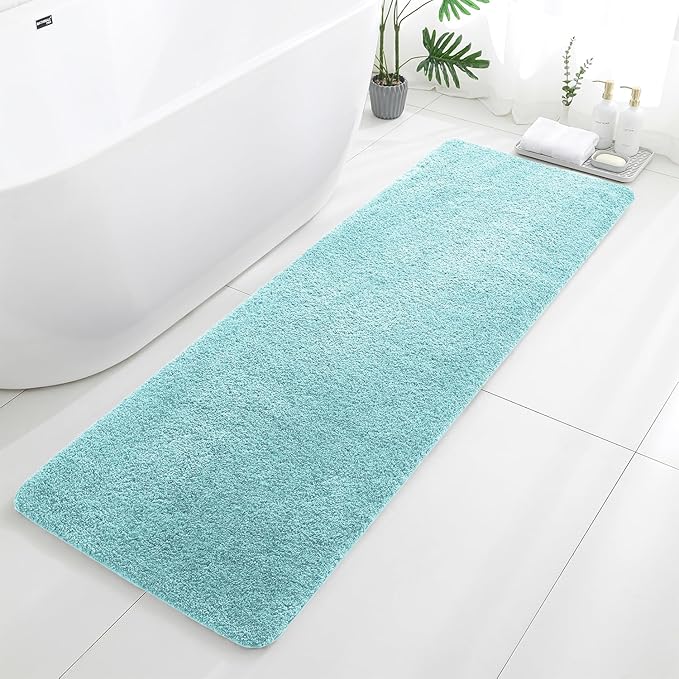 Aqua Haze Bathroom Rugs Runner 24"x72" - Extra Long Plush Bath Mat, Non Slip Absorbent Microfiber Floor Rug, Washable and Fluffy - Ideal for Bathroom, Kitchen or Pet Mat Use